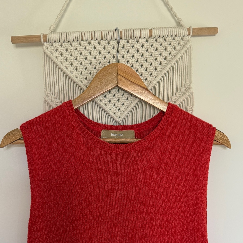 Free People Vibrant Red Sleeveless Knit Tank